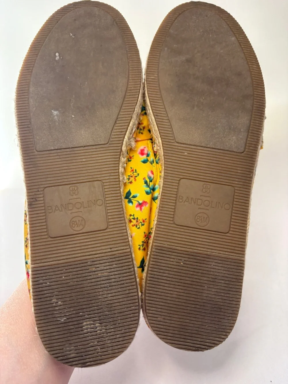 Bandolino Yellow Floral Bow Espadrille Flats Size 8.5